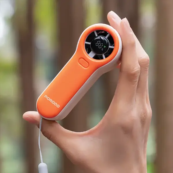 Porodo Lifestyle Pocket Size Handheld Fan - White/Orange-0