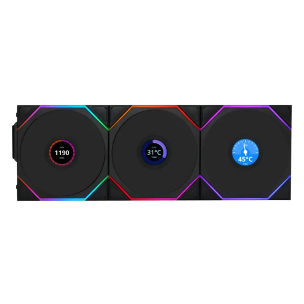 LIAN LI UNI FAN TL Wireless LCD Reverse Blade 120mm ARGB Case Fans with 1.6” LCD Screen (3 Pack)-0