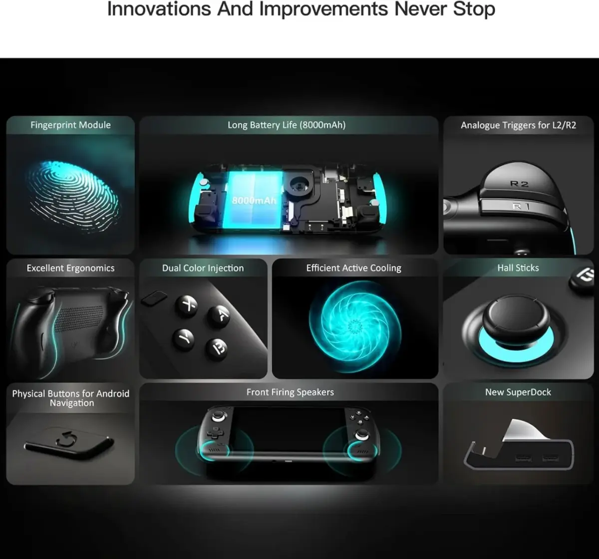 AYN Odin 2 – 6" Android Gaming Handheld 12+256GB - Cold Grey-147853