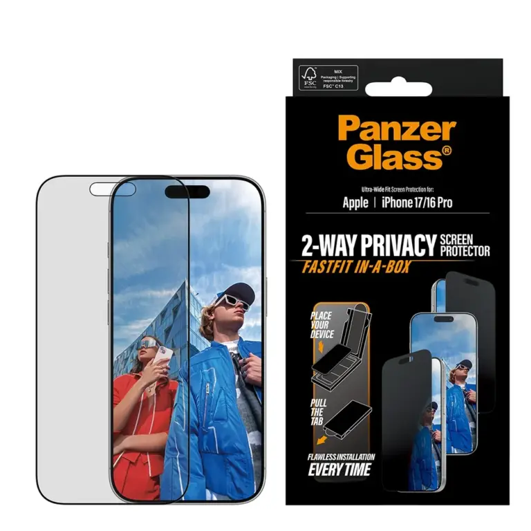 Panzerglass Privacy Screen Protector For Iphone 17 | Iphone 16 Pro | Ultra-wide Fit W. Fastfit In-a-box-0