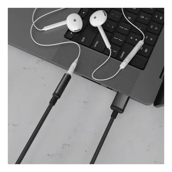 محول صوتي من أنثى 3.5 مم إلى USB-A من بورودو - أسود-0