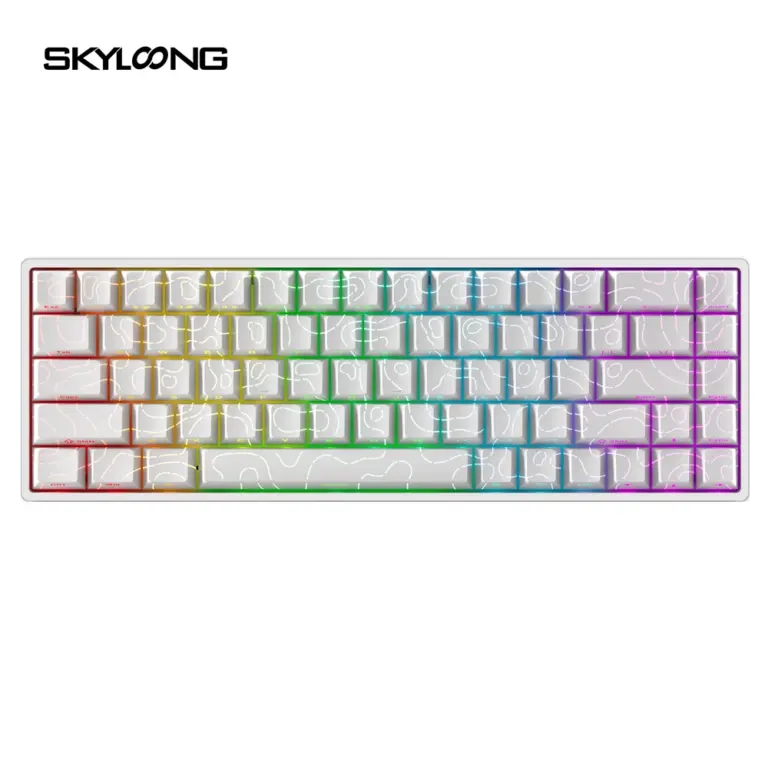 Skyloong Gk68 He Magnetic Wired Gaming Keyboard (Phantom Crystal White) White Contour Keycaps-0