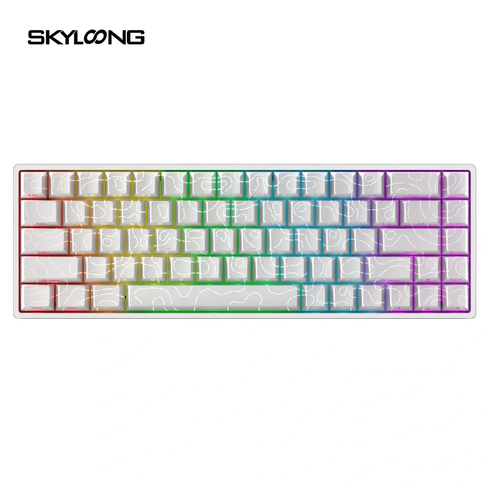Skyloong Gk68 He Magnetic Wired Gaming Keyboard (Phantom Crystal White) White Contour Keycaps-0