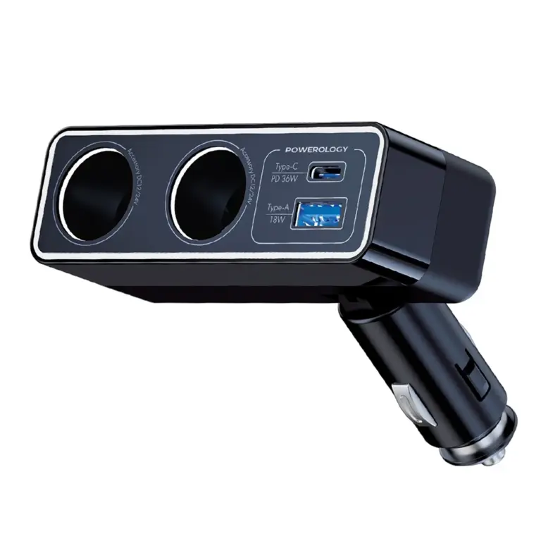 Powerology Brio 54w Multi-port Car Charger - Black-0