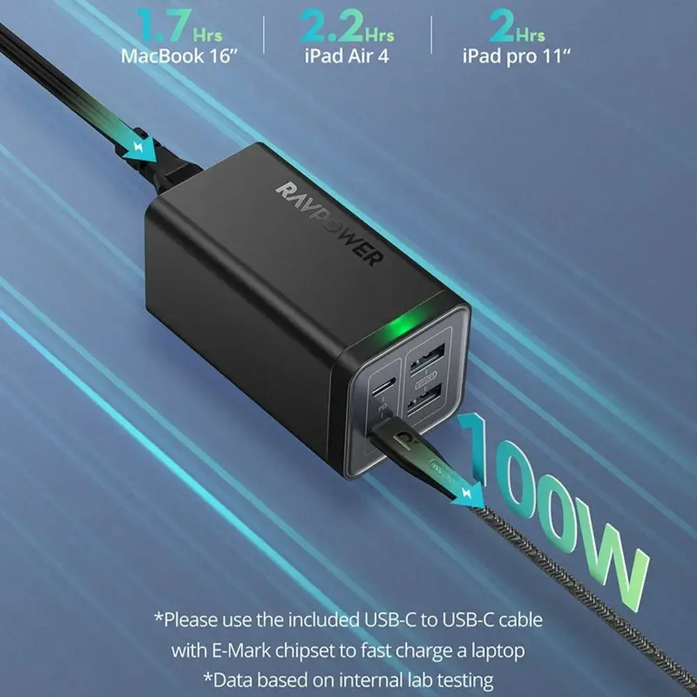 محول طاقة رافباور بايونير، 120W، 4 منافذ، RP-PC146 - أسود-0