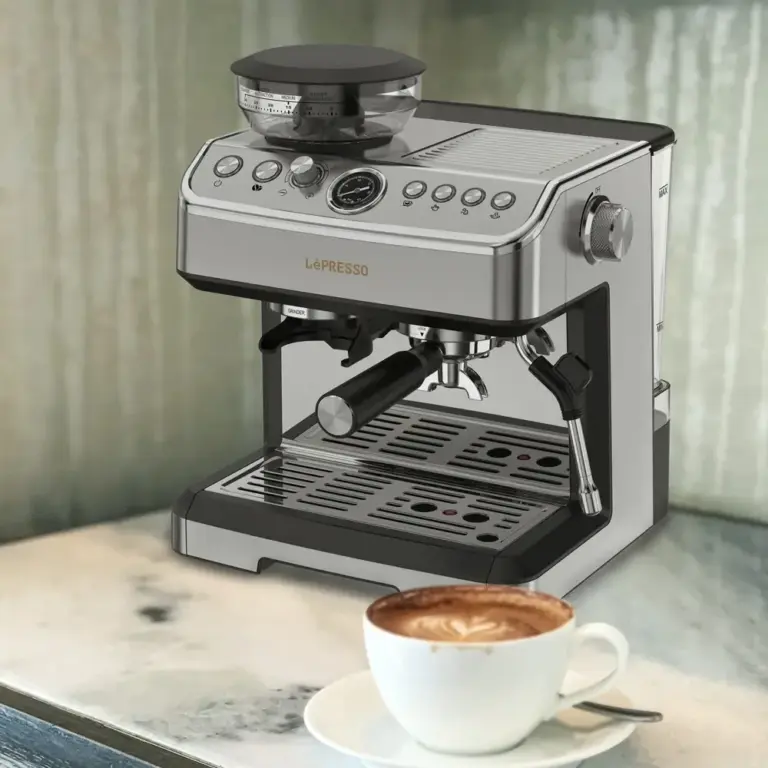 Lepresso Espresso Machine Conical Grinder & Steamer - Silver-0