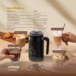 Lepresso Four Froth Milk Frother - Black-146634