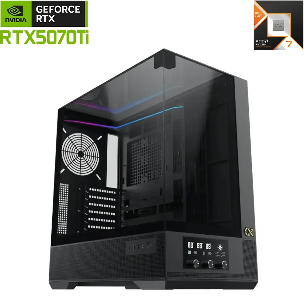 كمبيوتر ألعاب Xigmatek AMD Ryzen 7 9000 Series 9800x3d Rtx 5070 Ti - أسود-0