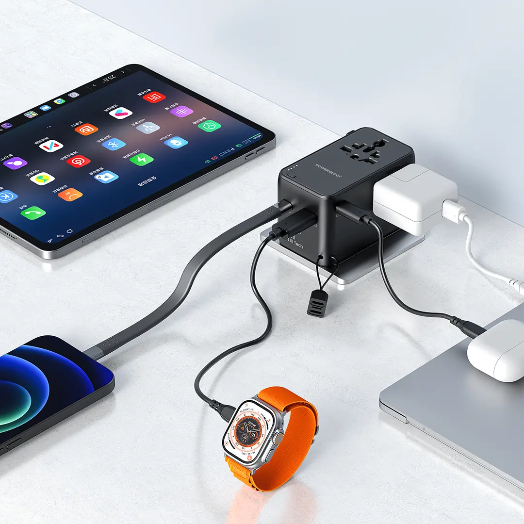 محول سفر عالمي من باورولوجي بقدرة 2500W مع بنك طاقة 4000mAh - أسود-149192
