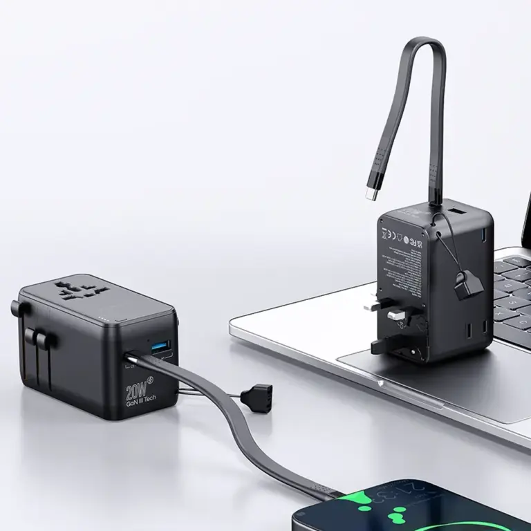 Powerology 2500W Universal Travel Adapter with 4000mAh Power Bank - Black-0