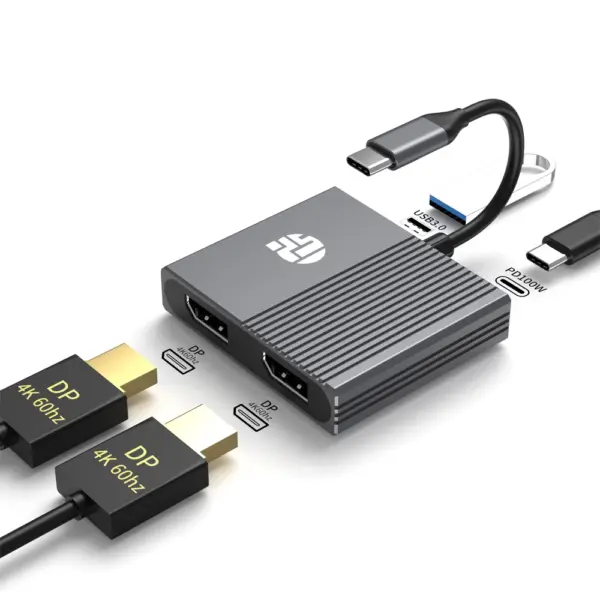 Yuanshan 4-in-1 Usb-c To Displayport Adapter - Gray-0