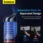 Baseus A5 Car Vacuum Cleaner 16000Pa Power Suction - Portable Cordless, LED Display, High-Efficiency Cordless Vacuum for Car & Home Use - Black - Image 8
