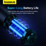 Baseus A5 Car Vacuum Cleaner 16000Pa Power Suction - Portable Cordless, LED Display, High-Efficiency Cordless Vacuum for Car & Home Use - Black - Image 7