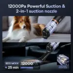 Baseus A5 Car Vacuum Cleaner 16000Pa Power Suction - Portable Cordless, LED Display, High-Efficiency Cordless Vacuum for Car & Home Use - Black - Image 13