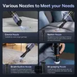 Baseus A5 Car Vacuum Cleaner 16000Pa Power Suction - Portable Cordless, LED Display, High-Efficiency Cordless Vacuum for Car & Home Use - Black - Image 12