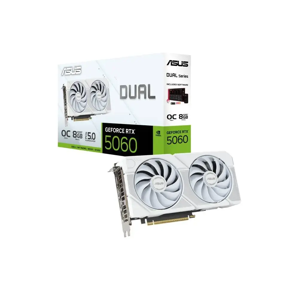 asus dual geforce rtx 5060 oc 8gb graphic card white large