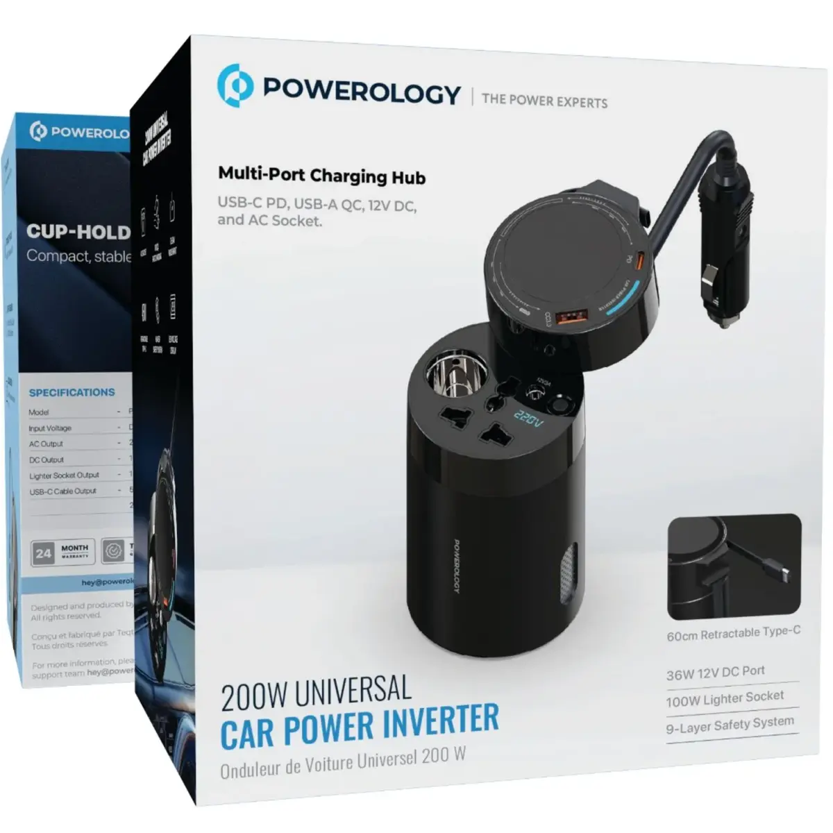 Powerology 200W Universal Car Power Inverter with LED Voltage Display - Image 4