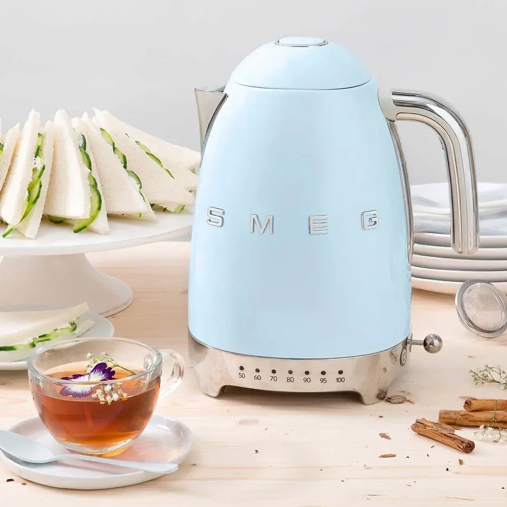smeg 50 s style variable temperature kettle pastel blue large