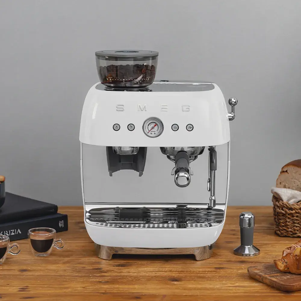 smeg espresso coffee machine with built in grinder white large