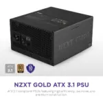 ⁦مزود طاقة إن زد إكس تي 1200W ATX 3.1 80Plus Gold معياري بالكامل منخفض الضوضاء - أسود⁩ - الصورة ⁦2⁩