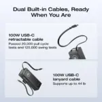 EcoFlow RAPID Power Bank (25,000mAh, 170W, 100W Built-In and Retractable Cables) - Black - Image 6