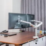 Gamvity Dual Monitor Desk Mount Stand – Adjustable Office LCD Support for 27"–32" Displays