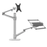 Gamvity OLL-3L Aluminum 2 in 1 Monitor Arm, Laptop Stand 17" - 27", Each Arm upto 6 KG - Silver