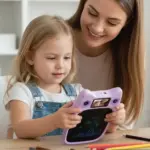 لوح رسم وكتابة للأطفال من برودو مع 95 رسمة موجهة وشاشة IPS مقاس 3.0 بوصة - اللون الأرجواني