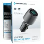 Powerology Velox 83W Dual-Port Car Charger - Black - Image 4