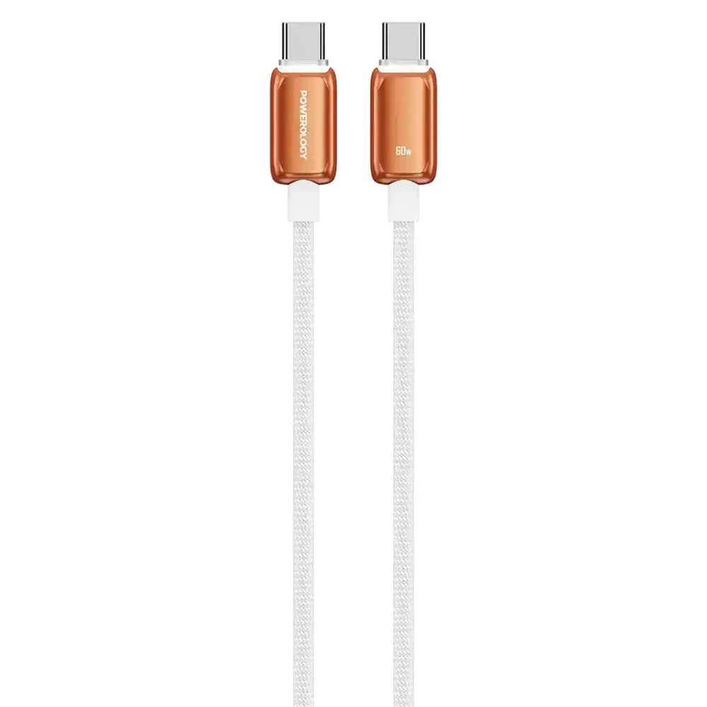 powerology zinco series 60w usb c cable orange large