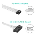 ⁦كابل تمديد سيرلير من 16 دبوس إلى 3 * 8 (6+2) دبوس PCIE لتغذية بطاقة الرسوميات، بكابل PSU مغطى ومقبوس Mini 12+4 دبوس، لتغذية بطاقة الرسوميات RTX 3090Ti، بسلك 16AWG⁩ - الصورة ⁦2⁩