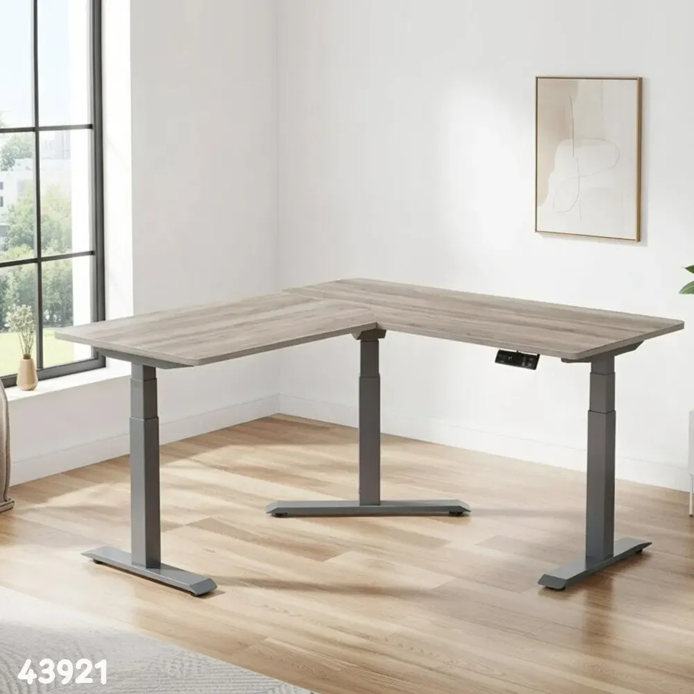 gamvity-l-shape-standing-ergonomic-3-legs-stand-up-modern-furniture-table-electric-height-adjustable-desk-1000x1750mm-grey-white-oak Gamvity L Shape Standing Ergonomic 3 Legs Stand Up Modern Furniture Table Electric Height Adjustable Desk(1000x1750mm) - Grey / White OAK - Image 1