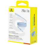 ⁦كابل Baseus PicoGo المغناطيسي من USB-C إلى USB-C بقوة 240 واط وطول 1 متر - أزرق⁩ - الصورة ⁦4⁩
