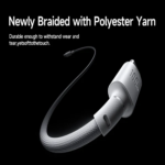 Baseus New Braided Cable USB-C to USB-C 100W 2m - White - Image 3