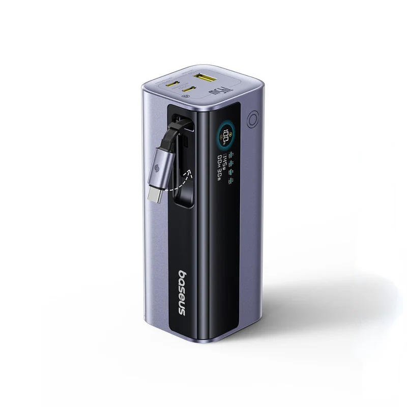 Baseus EnerGeek GR11 Power Bank 10000mAh 100W with Retractable Cable – Grey - Image 2