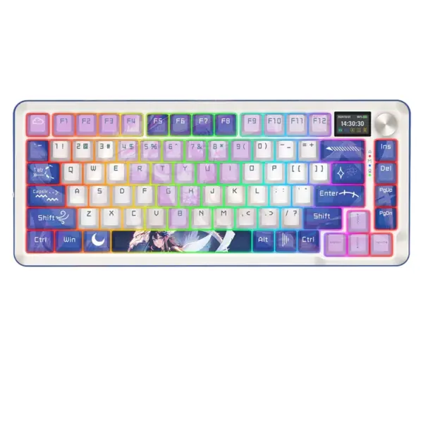 Redragon Flekact Pro 3modes Connection With Lcd Screen Gasket Mounted Mechanical Keyboard - Animated Theme