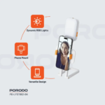 ⁦ضوء تعبئة Porodo Lifestyle LumiSnap RGB القابل للطي مع حامل هاتف⁩ - الصورة ⁦2⁩