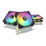 ⁦مجموعة مراوح TUF Gaming TR120 ARGB الثلاثية لهيكل الكمبيوتر - باللون الأسود⁩ - الصورة ⁦2⁩