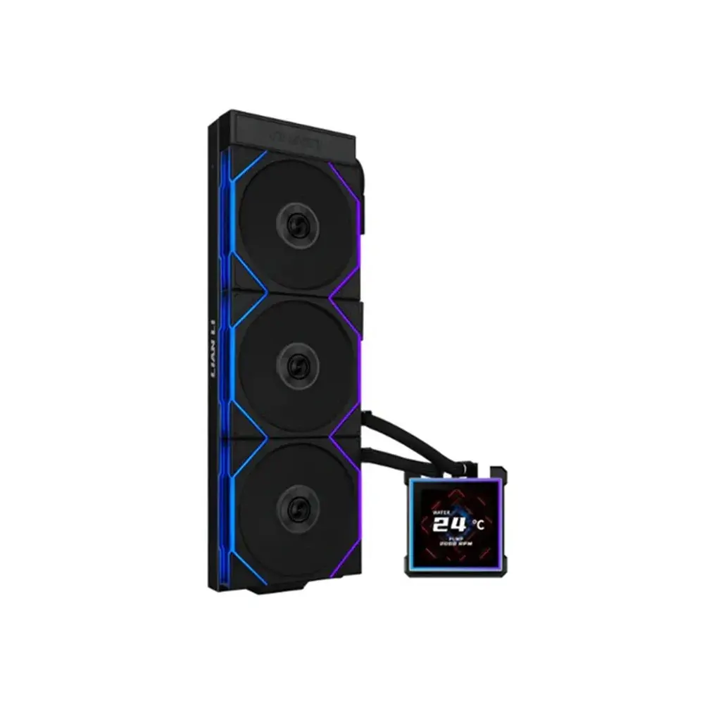 lian li hydro shift ii lcd s 360cl liquid cpu cooler with cl wireless fans 3 4 ips lcd screen black large
