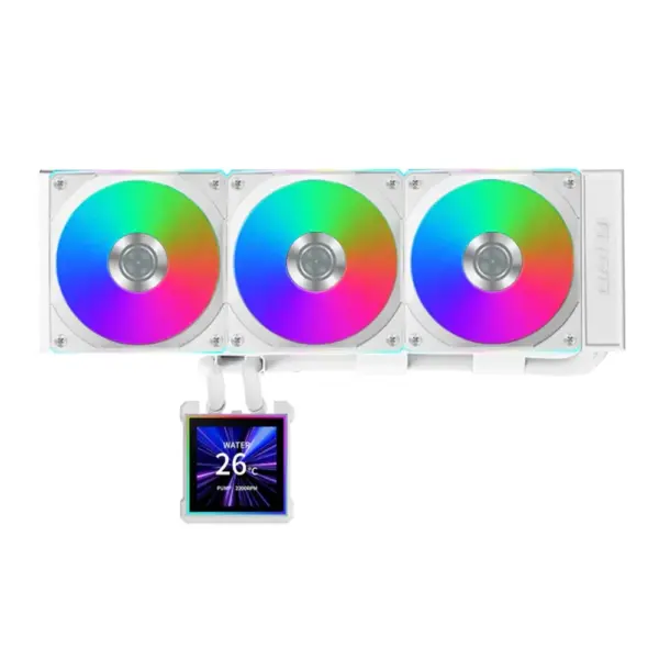 Lian Li Hydro-shift Ii Lcd-s 360tl Liquid Cpu Cooler With Tl Wireless Fans, 3.4" Ips Lcd Screen - White