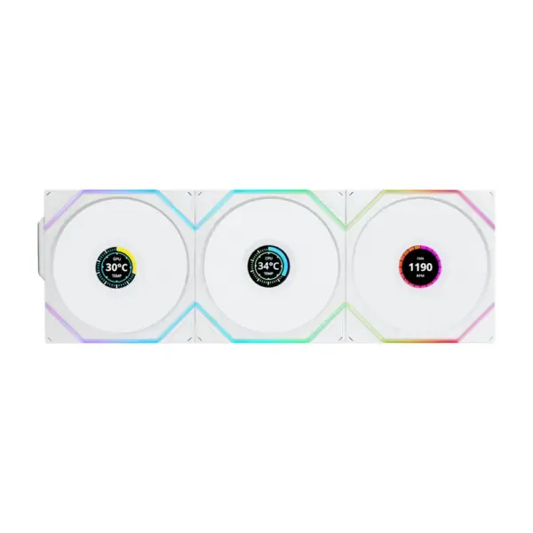 Lian Li Uni Fan Tl-lcd Wireless 120mm Argb Case Fans With 1.6" Lcd Screen (3 Pack) - White