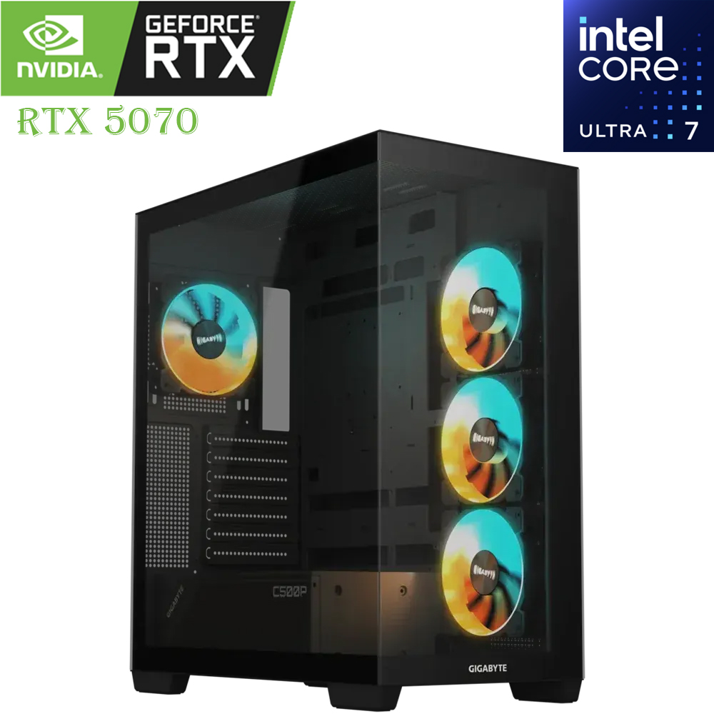 12223625132 (1) GIGABYTE C500 GAMING PC | INTEL ULTRA 7 | RTX 5070 12 GB OC | 32GB RAM | 1TB SSD - Image 1