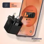 Porodo Gan 25w Dual-port Wall Charger-black - Image 4
