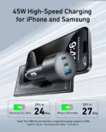 ⁦شاحن سيارة Anker Nano بقدرة 167.5 واط، 3 منافذ B2737HA1⁩ - الصورة ⁦4⁩