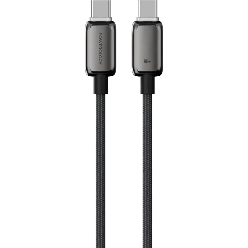 _pwdc60dgy_powerology_zinco_series_usb-c_to_usb-c_-_dark_gray Powerology zinco series usb-c to usb-c - dark gray - Image 1