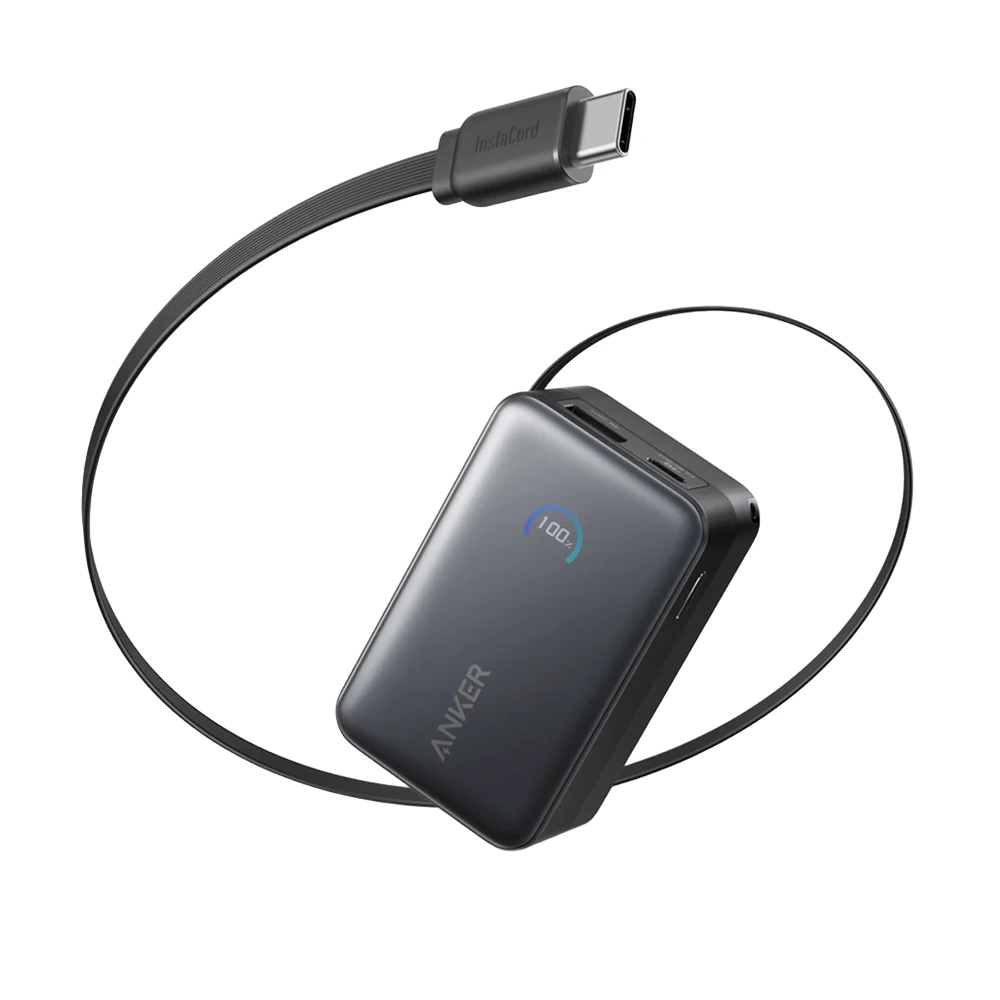 sx3388 Anker Nano Power Bank (10k, 45w, Built-in Retractable Usb-c Cable)- Black A1638H11 - Image 1