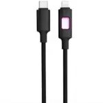 Porodo LED braided usb-c to lightning cable with 27w power delivery -black