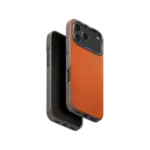 UNIQ Lyden DS Dual-Tone Leatherette MagSafe Case for iPhone 17 Pro - Flame Orange / Flint Grey
