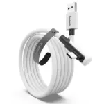 كابل سينتك (Syntech) من USB-A إلى USB-C بطول 10 أقدام / 3 أمتار متوافق مع نظارات Quest 2 / Quest 3 / Quest 3s / Quest Pro - باللون الأبيض.