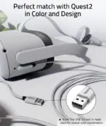 ⁦كابل سينتك (Syntech) من USB-A إلى USB-C بطول 10 أقدام / 3 أمتار متوافق مع نظارات Quest 2 / Quest 3 / Quest 3s / Quest Pro - باللون الأبيض.⁩ - الصورة ⁦4⁩